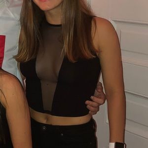 black crop top with mesh